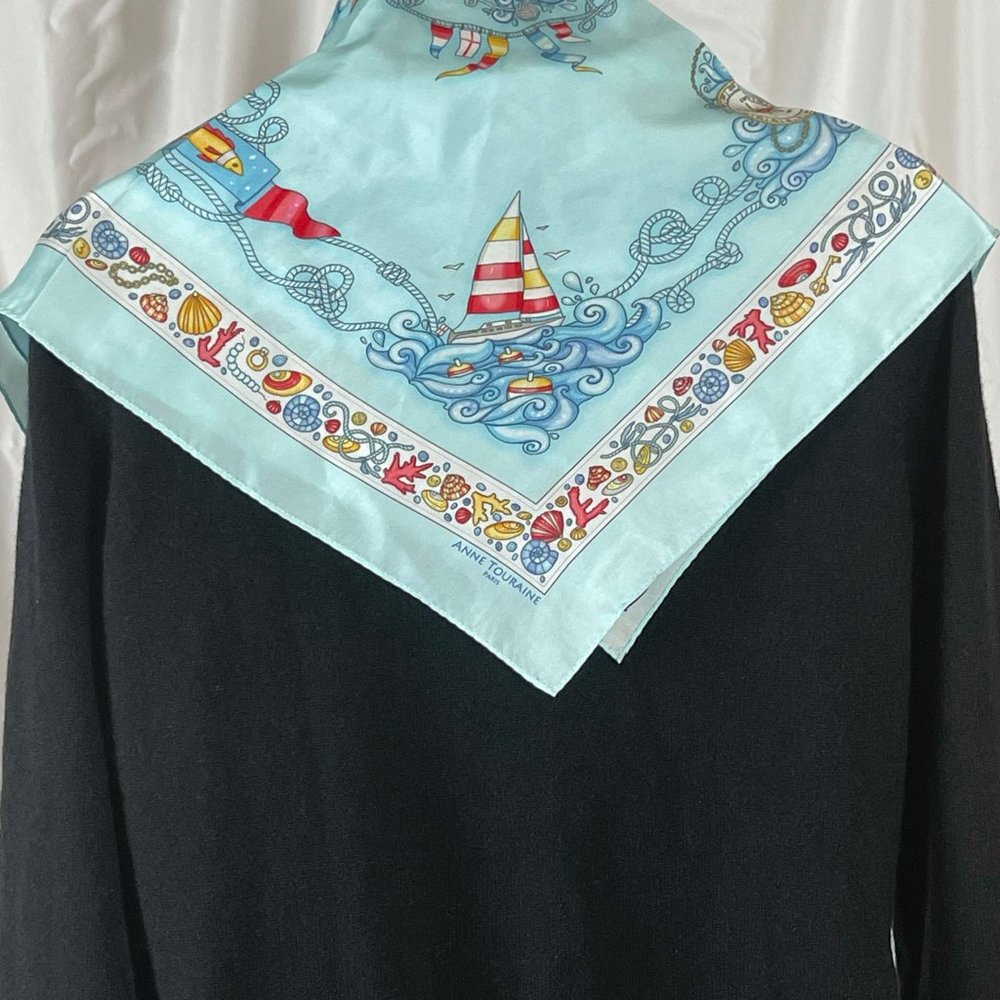 ANNE TOURAINE French Silk Scarf - Nautical